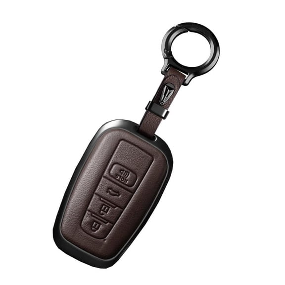 Premium Protective Leather Key Fob Case with Durable Stitching for Toyota Camry Corolla RAV4 Prius Highlander Avalon C-HR 4 Button Smart Remote Key Cover Secure Fit
