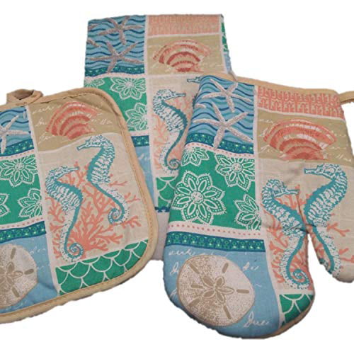 Oven Mitt Set - Kitchen Decorations - Off to The Beach and Bring Sea Horse  Star Fish and Sand Dollars Into The Kitchen - Dish Towel - Oven Mitt - Pot  Holder - Kitchen Decor - Walmart.com