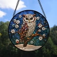 thumbnail image 2 of Office Party Gift - Owl Perched On Branch Christmas Stained Glass Hanging Ornament - Modern Holiday Tree Decor, Xmas Gift Idea for Family & Friends, 2025 Edition, 2 of 3