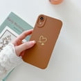 thumbnail image 3 of Compatible with iPhone XR Case for Women Girl,Cute Plated Creative Love Heart with Full Camera Lens Protection Case Soft Silicone TPU Anti-Scratch Protective Cover for iPhone XR 6.1＂-Brown, 3 of 9