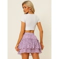 thumbnail image 4 of DARING DIVA Women's Elastic Waist Layer Ruffle A-Line Skirt XS Light Purple, 4 of 6