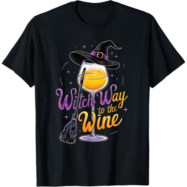 Witch Way to The Wine - Camiseta divertida para disfraz de Halloween