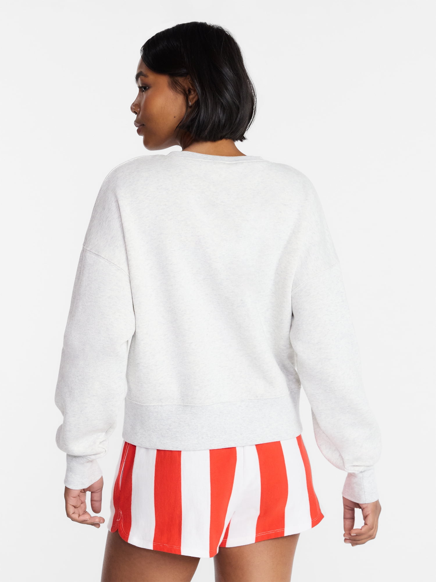 No Boundaries Boxy Americana Sweatshirt with Long Sleeves, Women's XXS-4X