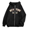 thumbnail image 2 of New York Zip Up Hoodies for Women Letter College Sweatshirts with Pockets, 2 of 4