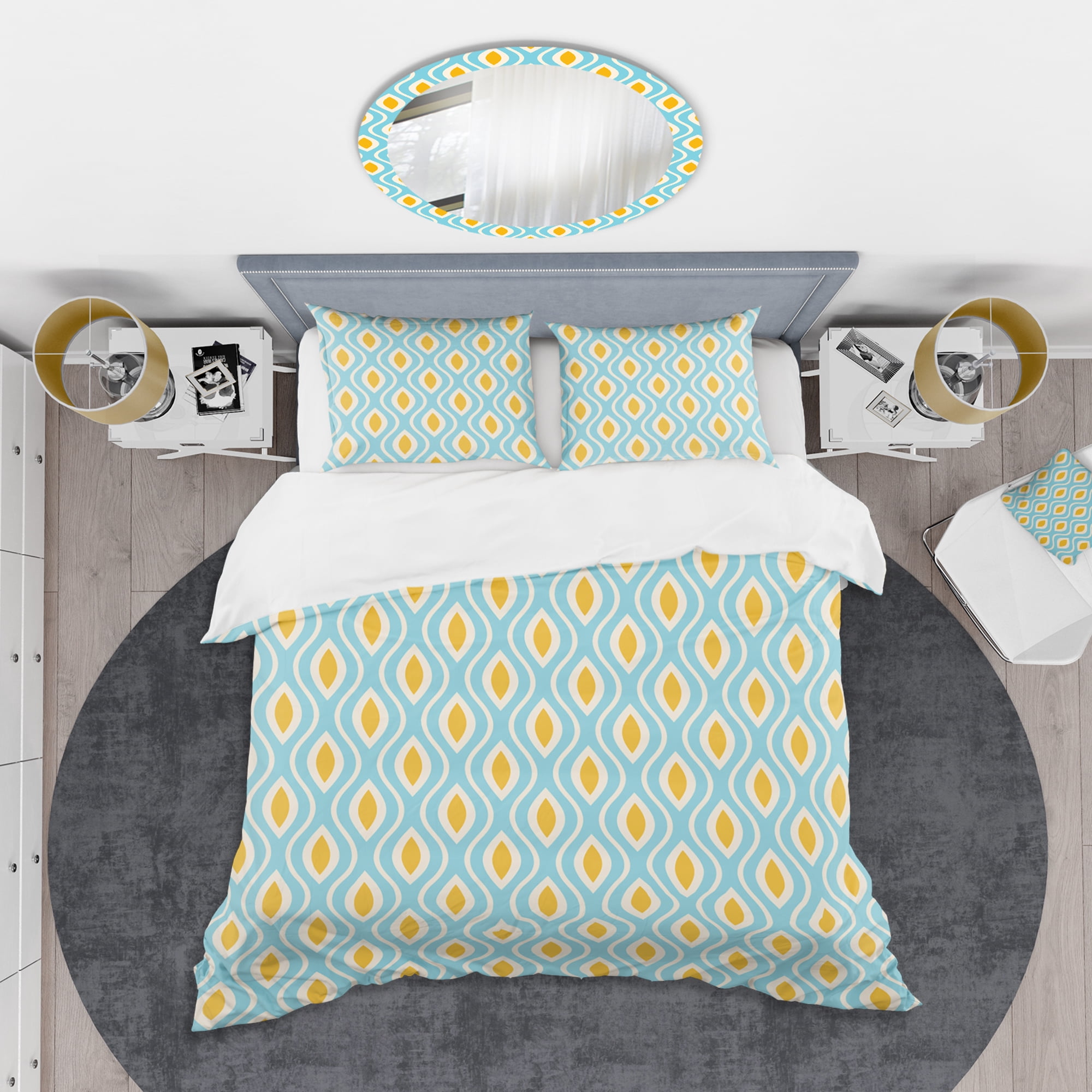Designart 'Retro Pattern Abstract Design I' Mid-Century Modern Duvet Cover Set