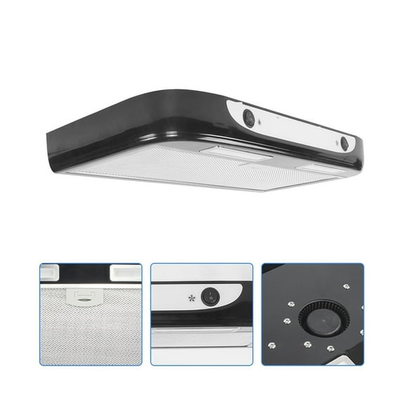 RV 12V Kitchen Button Range Hood with Dual LED lights Removable Clean For Small Vehicle kitchen utensils For Caravan Camper ,Easy to Use