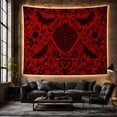 thumbnail image 6 of Heart Lock Among Moths, Roses, Ribbons and Paired Keys, Romantic Gothic for Dark Art Lovers, Floral Filigree Decor, Halloween Gift, Tapestry Wall Hanging for Bedroom and Den, 6 of 7