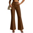 thumbnail image 2 of Cmfcve Flare Dress Pants for Women Stretchy High Waisted Business Work Trousers Button Fly Casual Trousers with Pockets, 2 of 7