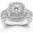 thumbnail image 2 of Silvago Jewel Round Cut 1.4 Ct VVS1/D Lab Created Diamond Ring - 14K White Gold Plated Wedding Ring - Halo Ring for Women's - Daughter Wedding Anniversary Gifts On Clearance - Birthday Gift for Her, 2 of 3