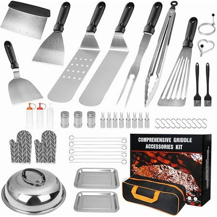 132PCS Teppanyaki Griddle Accessories Kit for Outdoor BBQ and Camping Compatible with Blackstone and Camp Chef Griddles