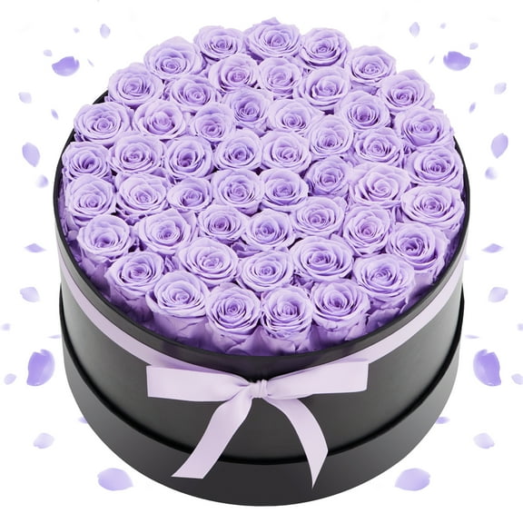 VEVOR Forever Flowers, 50 Preserved Roses in a Box, Eternal Flowers Immortal Bouquet Birthday Present for Women Her Wife Mothers, Anniversary, Valentine's Day,Christmas, Lavender Purple