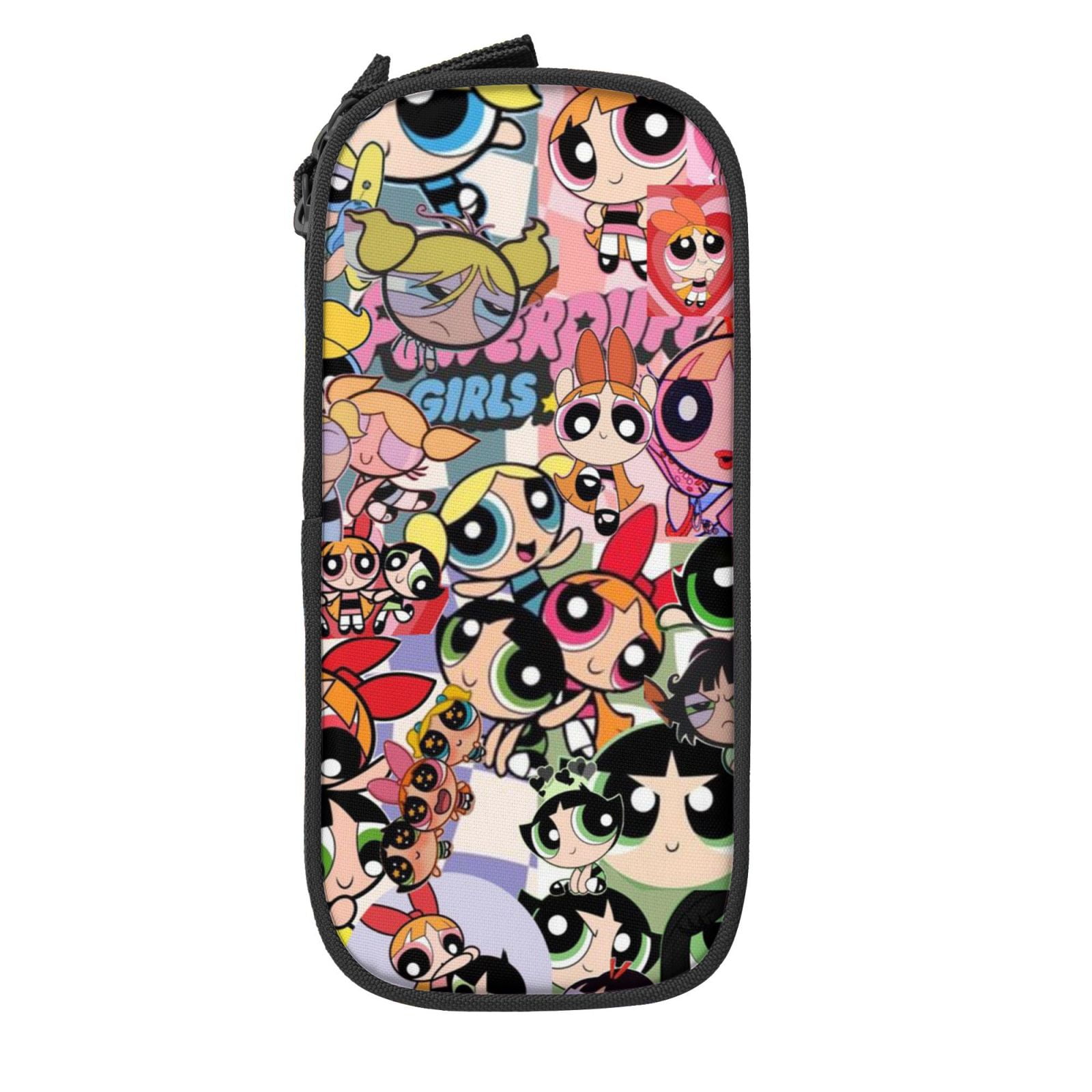 The Powerpuff Gi-rls Pencil Case Large Capacity Pencil Pouch Penbag Office Stationery Organizer Travel Makeup Bag Black