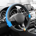thumbnail image 4 of Universal Spectrum Microfiber Leather Steering Wheel Cover for Cars Trucks SUVs Blue/Black, 4 of 6