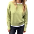 thumbnail image 3 of Women'S Crew Neck Pullover Sweaters, Long Sleeve Knit Tops with Fake Two-Piece Design for Fall Winter Yellow-Green L, 3 of 7