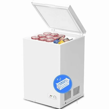 7.0 Cubic Foot Chest Freezer with 3 Removable Baskets, Freestanding Compact Deep Freezer with Top-Open Door