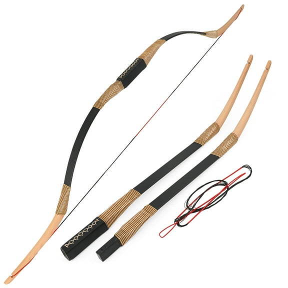 AME Archery 20-35 lbs Traditional Recurve Bow Takedown Wood Horsebow Kit Hunting LH RH(only bow 30lbs)