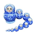 thumbnail image 2 of 10x Muñecas Rusas Anidadas Matryoshka Pintadas a Mano Figuras Artesanales Tradicionales, 2 of 9