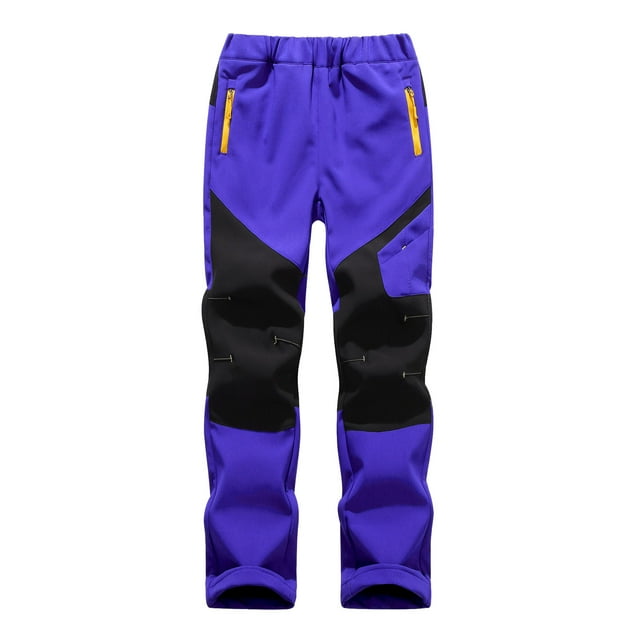 Kids Waterproof Ski Pants - Patchwork Design with Thicken Warm Fabric for Outdoor Winter Sports
