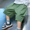 thumbnail image 6 of HXWCHs Soft Cotton Boys' Sweatpants - Lounge & Play Boys Summer Cargo Shorts with Side Pockets Lightweight Athletic Drawstring Waist Design for Youth Outdoor Activities Green 5-6 Years, 6 of 7