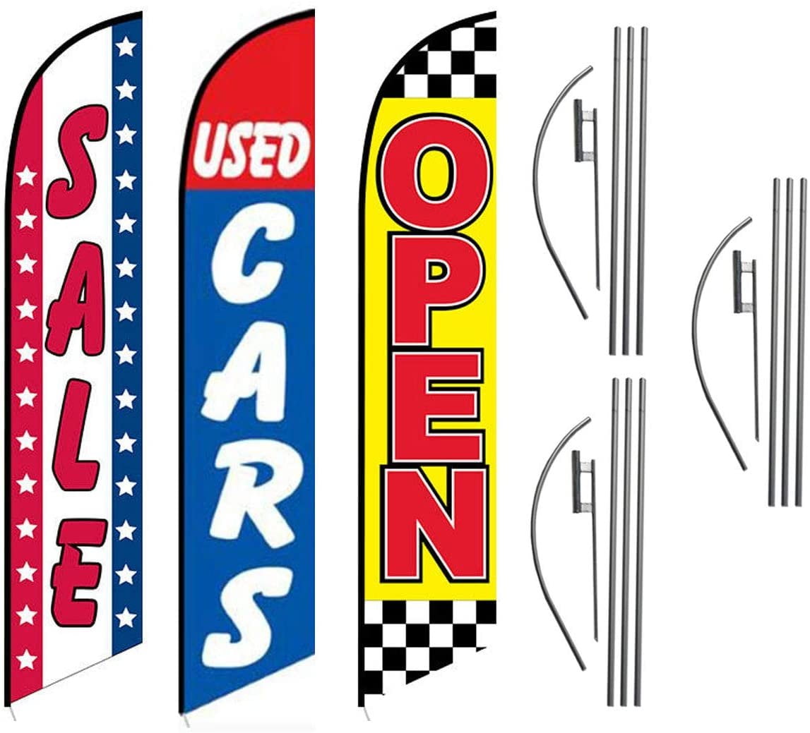 Sale Used Cars Open Checkered Advertising Feather Flag ...