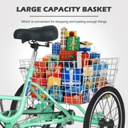Lilypelle 24 Adult Tricycle Folding Tricycle 3 Wheel Bikes 7 Speed Trikes with Shopping Basket for Seniors Adult,Cyan