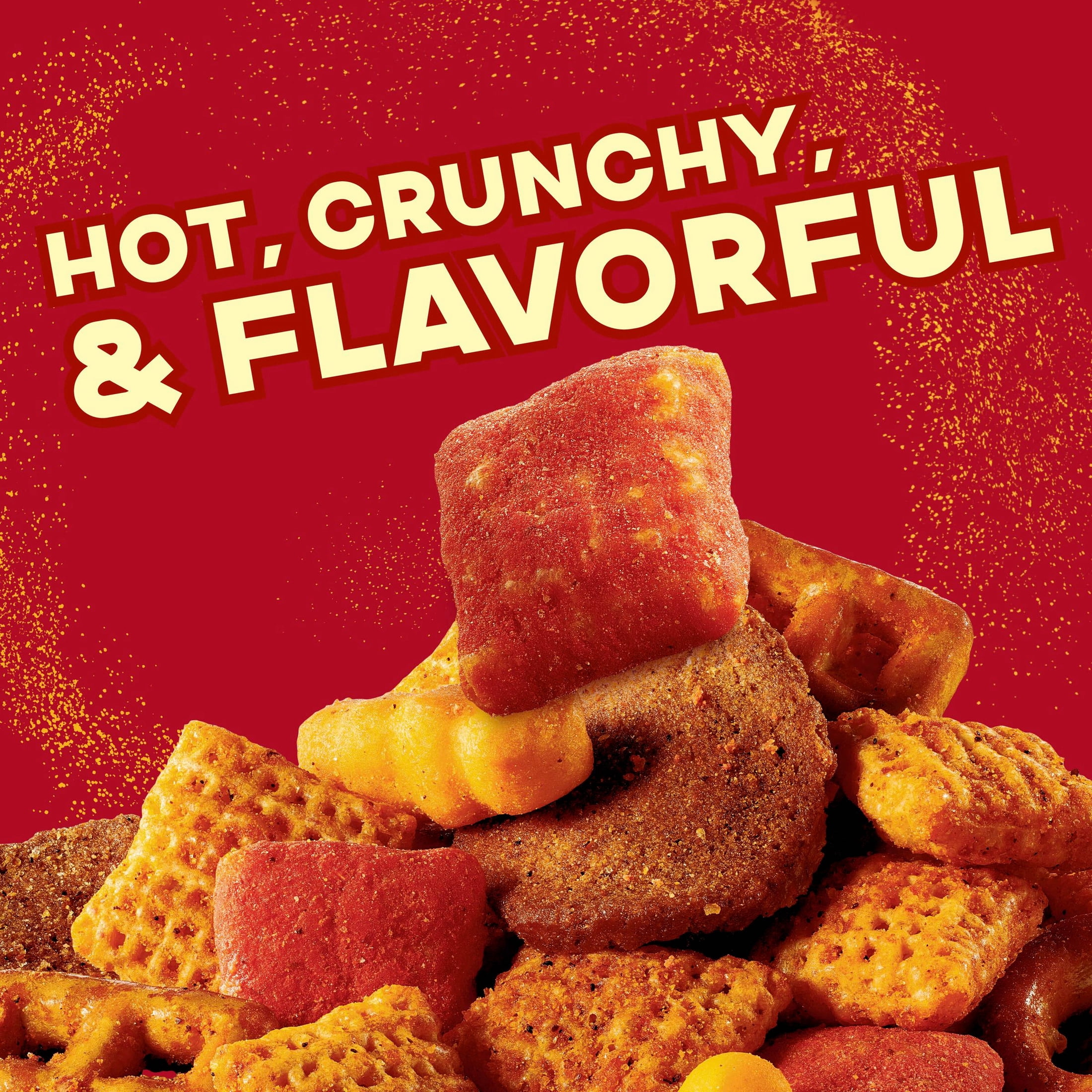 (2 pack) Chex Mix Hot and Spicy Snack Mix, Savory Snack Bag, Family Size, 13.5 oz