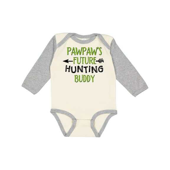 Inktastic Pawpaws Future Hunting Buddy Boys or Girls Long Sleeve Baby Bodysuit