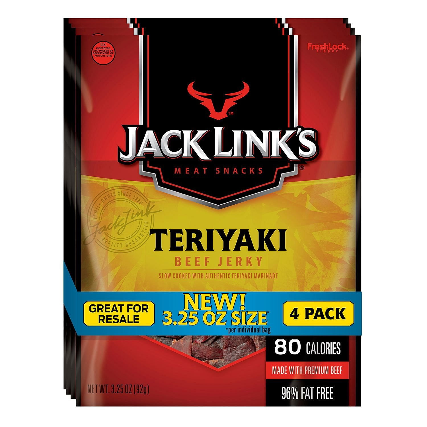 Product of Jack Link's Teriyaki Beef Jerky (3.25 oz. bag, 4 ct