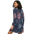 thumbnail image 2 of FORMRS Womens Long Sleeve Nightgowns Crew Neck Sleep Shirt Soft Pajamas Sizes S-3XL, Red and Blue Fireworks Pattern, 2 of 8