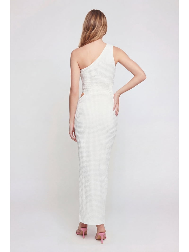 Women's Textured Knit Flower Cutout One Shoulder Dress - Walmart.com