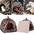thumbnail image 3 of Cute Soft Sponge Strawberry Pet Cat Dog House Bed Warm Cushion Basket（Leopard XL）, 3 of 6