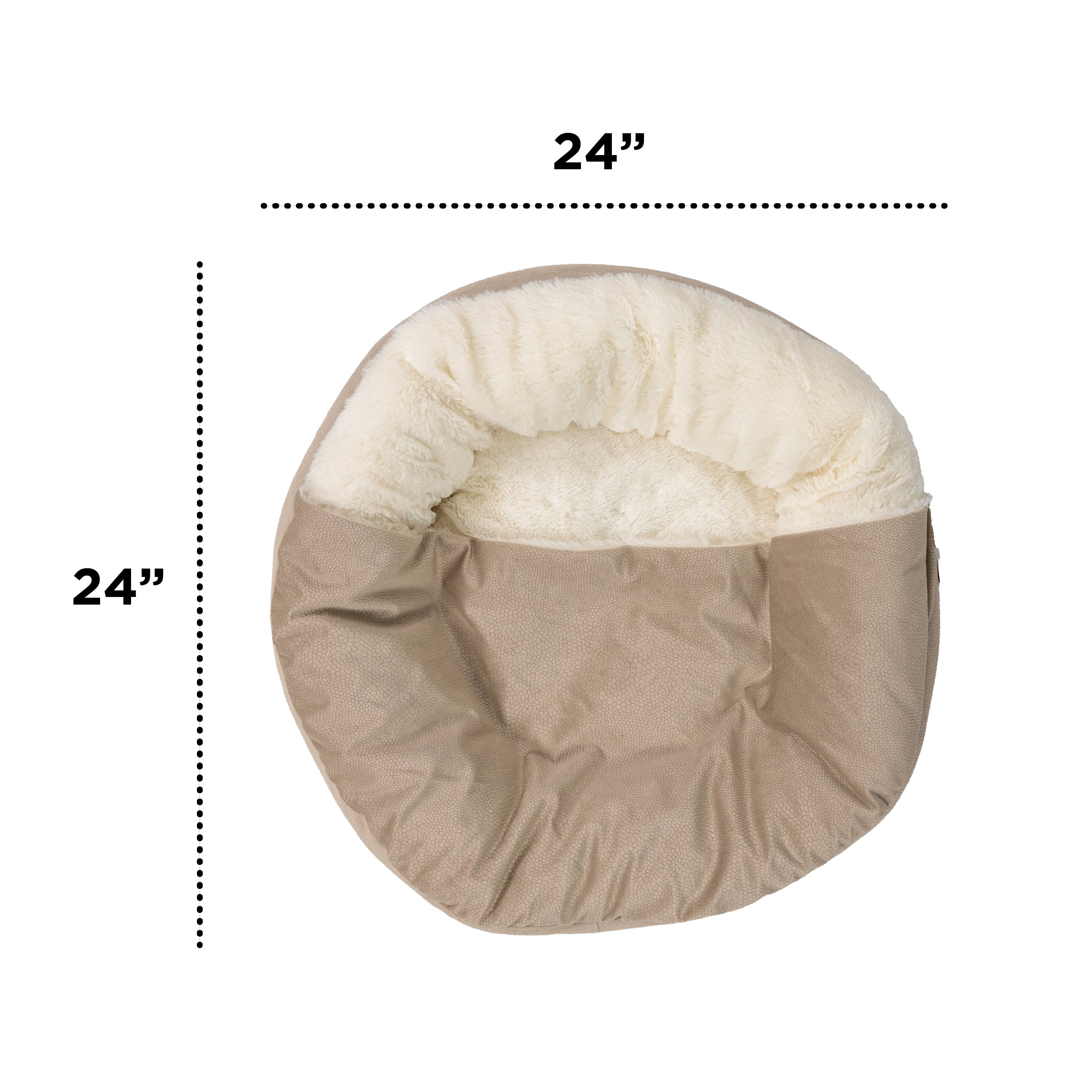 Best Friends by Sheri Cozy Cuddler Ilan Covered Cat and Dog Bed with Attached Blanket, Wheat, 24"x24"
