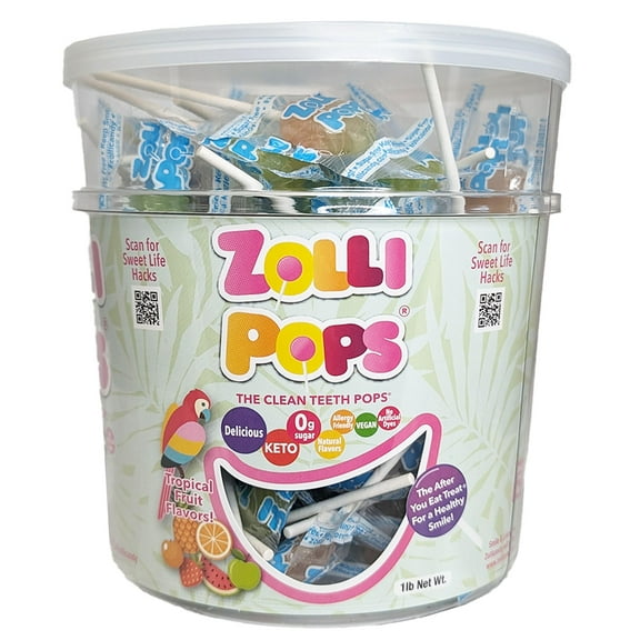 Zollipops Clean Teeth Lollipops, KEF28 Tropical Flavors, 16 Ounce