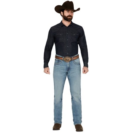 Wrangler Men's Rock 47 By Valley Light Medium Wash Slim Straight Stretch Denim - 112344586 32W x 32L US