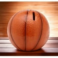 thumbnail image 2 of Ceramic Basketball Piggy Bank 4.75 Inch Kid's Room Game Room Home Decor Gift, 2 of 4