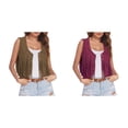 thumbnail image 1 of (2-Pack) Rinsvye Women Western Punk Style Fringe Cropped Jacket Sleeveless Denim Look Trendy Statement Summer Wear Lightweight Material, 1 of 8