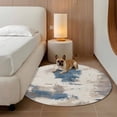 thumbnail image 2 of Round Rugs 3.3Ft, Brown Blue Round Area Rug Washable Indoor Throw Carpet, Vintage Abstract Art Modern Soft Non Slip Circle Rug for Laundry Room Patio Home Decor Aesthetic, 2 of 8