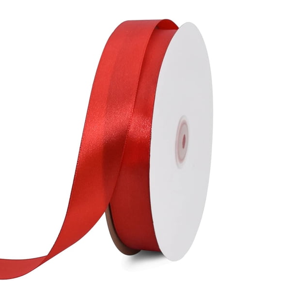 TONIFUL 1 Inch x 100yds Red Satin Ribbon Wide Solid Fabric Ribbons Roll for Valentine's Day Gift Wrapping Invitation Floral Bouquets Hair Crafts Sewing Wedding Popsicles New Year Eve Party Decoration