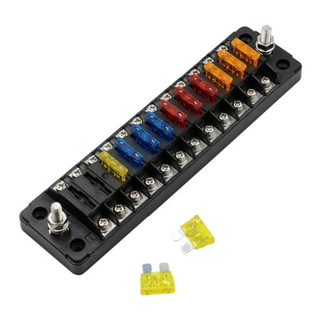 

iOPQO Drill Bits Motorcycle 6 Way Out Box With LED Indicator Light Independent pole fuse box [with 24 fuses] silver Silver