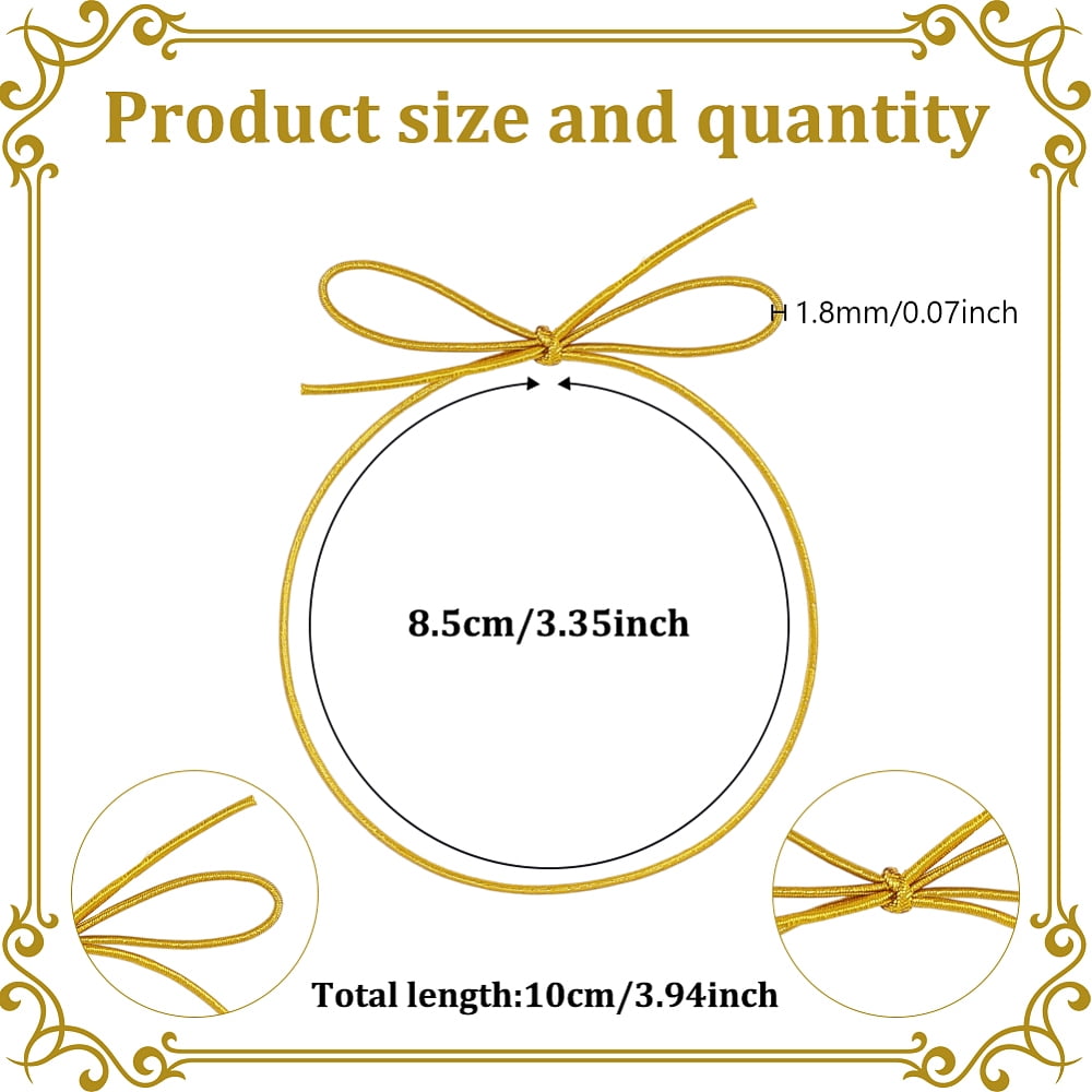 220 Pcs Elastic Bows for Gifts Boxes 4 Inches Small Golden Stretch Loops with Pre-Tied Bows Elastic Ribbon Cord Strings for Gifts Boxes Bags Crafts