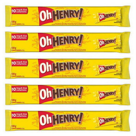 HERSHEY'S Oh Henry! Snack Size Candy bar 10ct, 5 Pack, 150g/5.3 oz., {Imported from Canada}