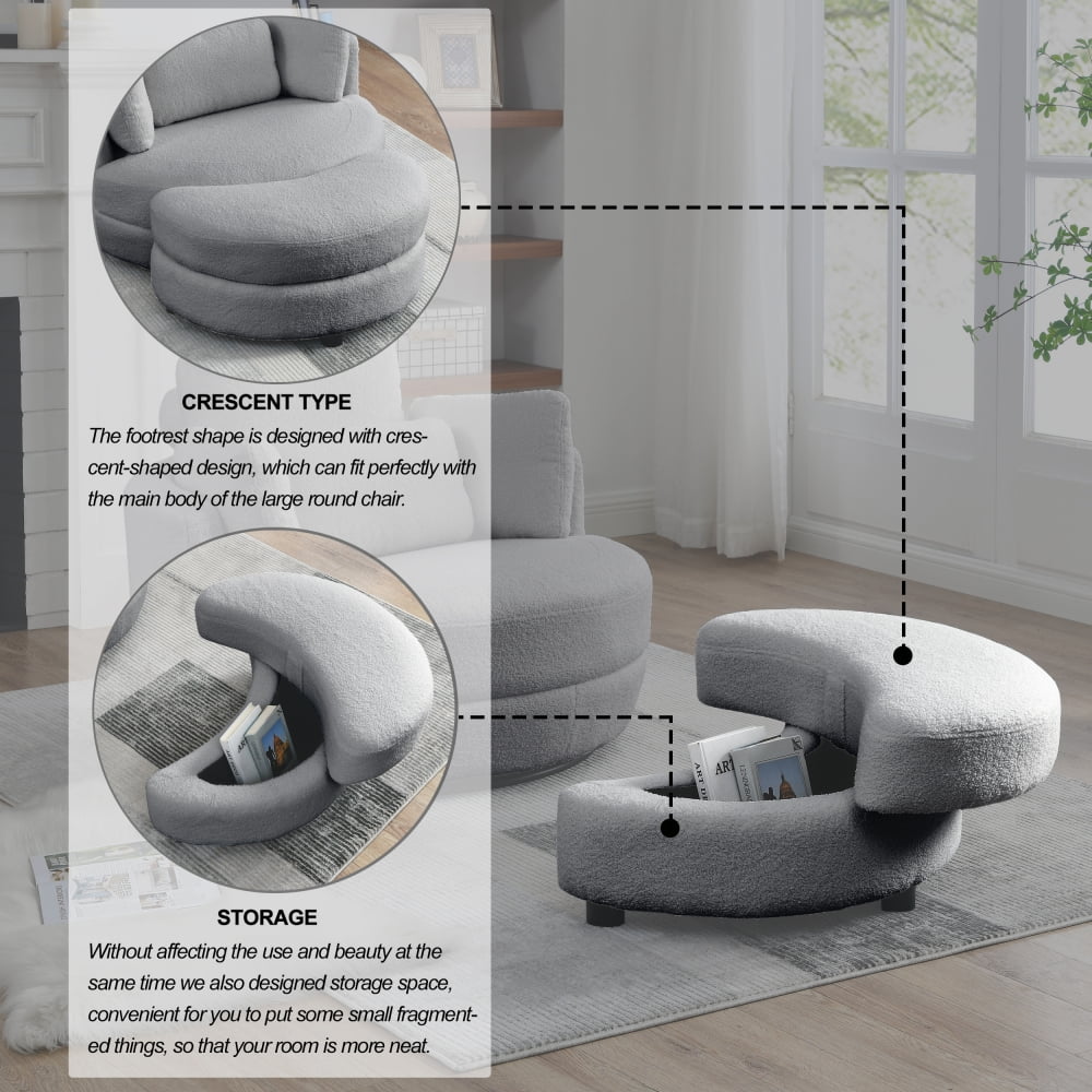 Modern Accent Chair Swivel Armchair, Round Fabric Barrel Chairs Single Sofa  Lounge Chair with Small Pillow for Living Room - Bed Bath & Beyond -  37833470