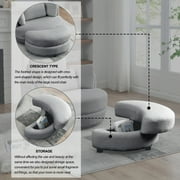 ARCTICSCORPION Modern Fabric Solid Print Swivel Accent Chair with 4 Pillows, Grey Teddy