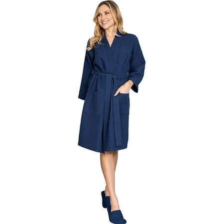 

Lotus Linen Lightweight Waffle Robe for Women Kimono Bridesmaids Womens Robes Spa Bathrobe