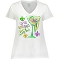 thumbnail image 3 of Inktastic Let the Good Times Roll Mardi Gras Goblet and Beads Women's Plus Size V-Neck T-Shirt, 3 of 5