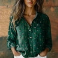 thumbnail image 2 of Jxximdong Button Up Shirts Women Women Cotton Shirt Printed Fashion Button Down Shirts Casual Tops Long Sleeve Blouse Green Spring Tops XXL, 2 of 3