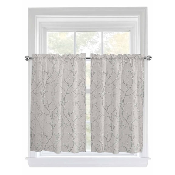Grey Branches Living Room Curtains 2 Panel, Vintage Art Farmhouse Cafe Window Treatment, Farmhouse Bedroom Bathroom Kitchen Curtains Drapes 104"x45"