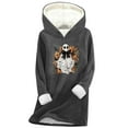 thumbnail image 4 of Feancey Halloween Womens Fleece Hoodie Novelty Ghost Graphic Pullover Sweatshirts Hooded Long Sleeve Sherpa Lined Thermal Tops Dark Gray S, 4 of 6
