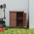 thumbnail image 4 of Brown Hemlock Wood Potting Bench with Storage Cabinet and Metal Table Top for Outdoor Patio & Garden Furniture, 4 of 12