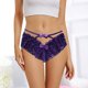 thumbnail image 2 of Gibobby Braguita cintura alta Bragas abiertas huecas sexy para mujer Bragas de encaje Bragas triangulares lindas de cintura(Morado，Talla única), 2 of 5